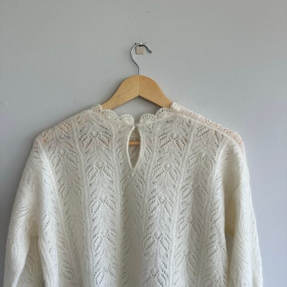 SEZANE Paris Louison Kid Mohair Jumper Knit Pullover Sweater Ecru Ivory M - Picture 8 of 13